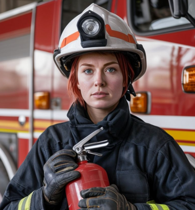 Firefighter with extinguisher