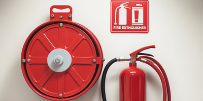 Firefighter with extinguisher