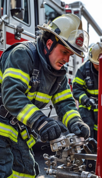 Firefighter with extinguisher
